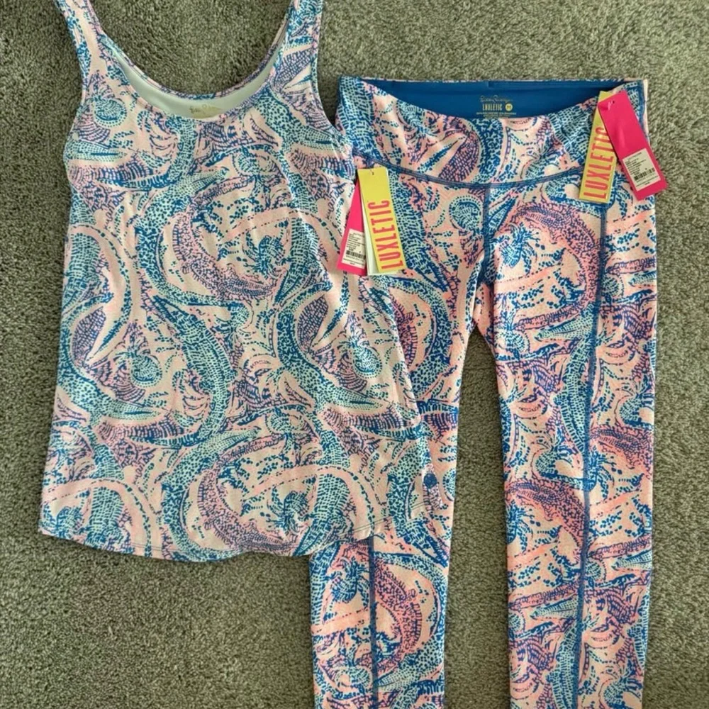 Colorful Athletic Tank and Leggings Set - Picture 1 of 1